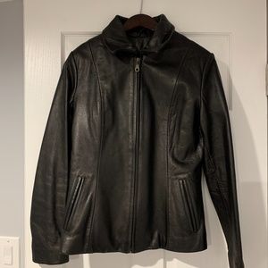 Women’s black leather jacket